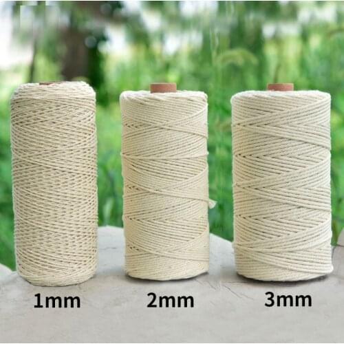 1mm 2mm 3mm Macrame cord Twisted Cotton Rope White Beige Handmake String DIY Home Decorative Accessoreis