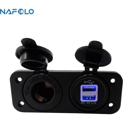 12V Dual USB Car Cigarette Lighter Socket Splitter 12V 24V Car Charger Power Adapter Outlet Accessories USB Socket Mount