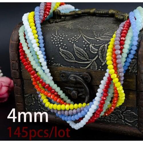 High Quality 148Pcs/Lot 4mm Mixed Faceted Glass Crystal Spacer Rondelle Crystal Glass Beads For Jewelry Making Hot Sale New