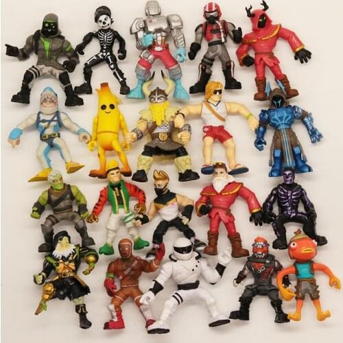 15 Pcs Unique Genuine FPS Game FN Toy Figure Characters With Weapon Accessory Peely Skull Trooper Fishstick Blackheart