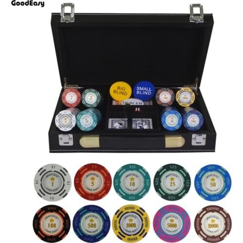 200/300/400/500PCS/SET Dollar Poker Chip Clay Casino Chips Texas Hold'em Poker Set PU-Leather Suitcaseb andTable cloth Free Gift