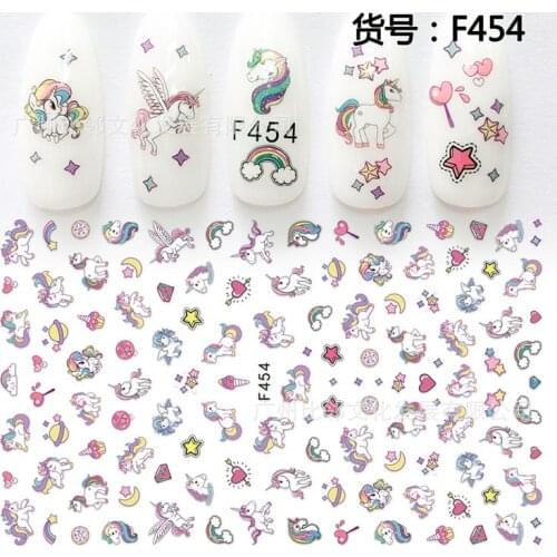 3D Nail Sticker Anime Unicorn Kids Slider Nails Art Decoration Wraps Decals Cute Design Adhesive Manicure Tips Stickers Pegatina