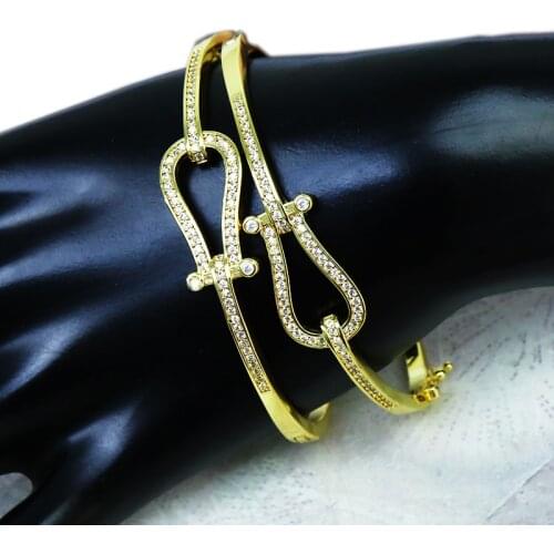 5 Pcs Punk bangle Slim bangle zircon Gold color bangle Metal bangle jewelry fashion bangle for women jewelry Bangle 51436