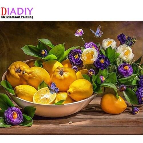 5D DIY Diamond Painting fruit lemon Full Square Diamond Embroidery Decor Home Resin Drill Crystal Picture Of Rhinestone