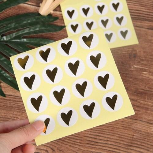 80/160 Pcs/lot Kawaii Hot stamping Heart Scrapbooking Paper Labels Seal Sticker Adhesive Stickers Gift Box Seal Sticker
