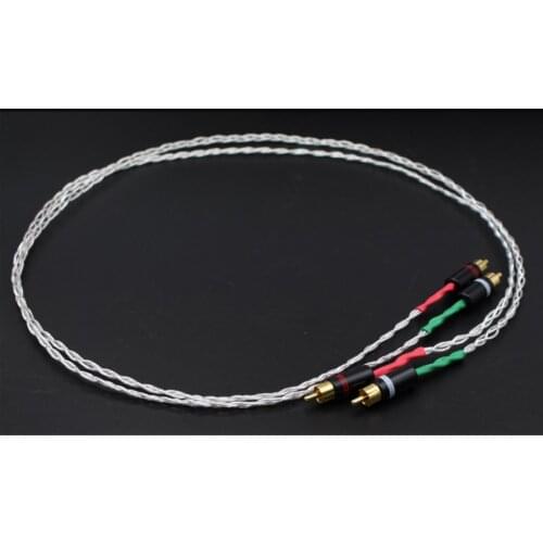 8AG Single Crystal Silver audio cable Hifi RCA interconnect cable with Gold plated plug for Amplifier CD player
