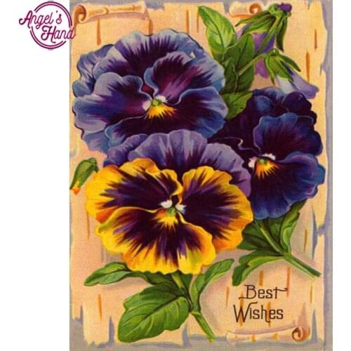 Diy 5d diamond painting flower pattern square diamond cross stitch full needlework painting diamond embroidery Pansy picture