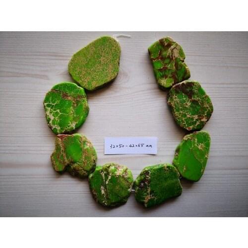 B0089 Natural 32x50-42x55mm Fancy Green Sea Sediment Imperial Emperor Gems Stone Loose Beads 14'' Jewelry Making DIY