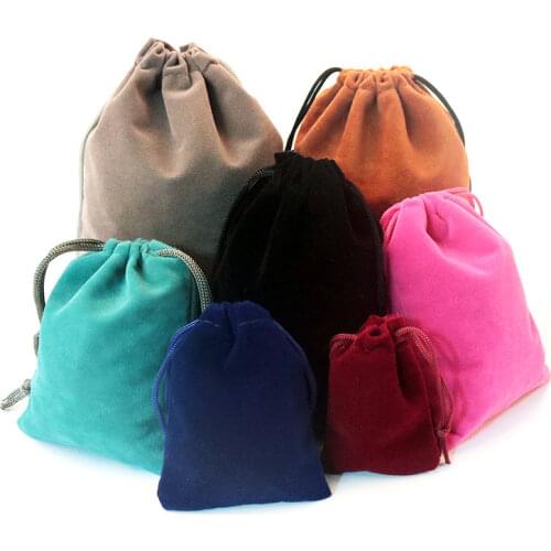 10pcs 2 Sizes Packing Drawstring Velvet Pouch Sachet Gift Bag For Jewelry Wedding Things Party Bead Container Storage Wholesale