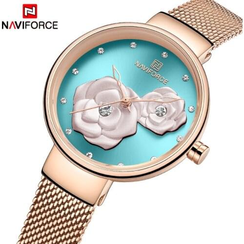 NAVIFORCE New Rose Gold Women Watches Dress Quartz Watch Ladies Top Brand Luxury Female Wrist Watch Girl Clock Relogio Feminin