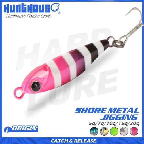 Hunthouse metal micro jig fishing lures casting lead jig pesca leurres rock fishing 5g 7g 10g 15g 20g for sea bass