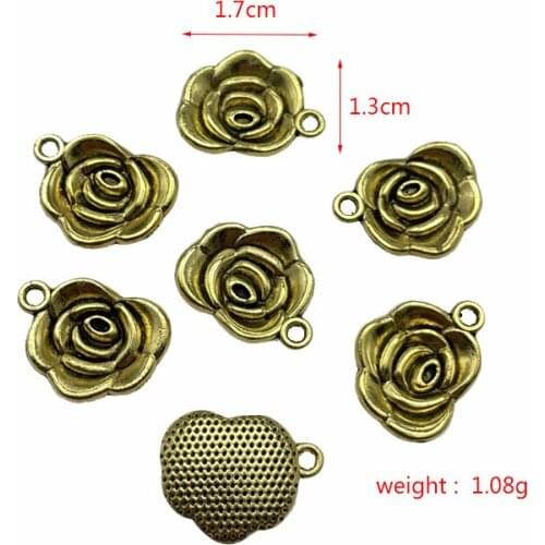 JunKang Alloy 2 Color New Rose Flower Bicycle Mini Pendant DIY Making Rosary Tassel Bracelet Necklace Jewelry Connector