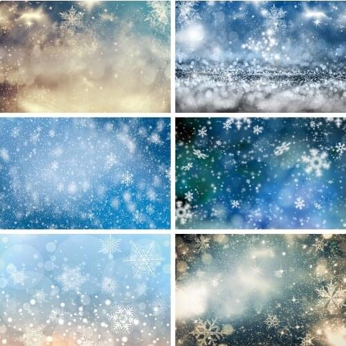 Laeacco Winter Snowflake Light Bokeh Baby Birthday Custom Photo Photography Background Photographic Backdrop For Photo Studio