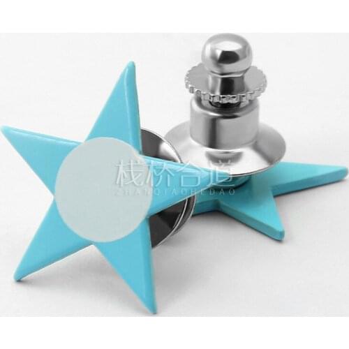 Enterprise LOGO Company Staff Badge Lapel Pin Brooch Blue Pentagonal Star Metal Emblem Custom Souvenir Brooch jewelry