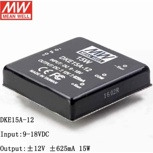 MEAN WELL DKE15A-12 DC-DC Regulated Dual Output Converter 9-18V DC to ±12V DC ±0.625A 15W Module type Switching Power Supply