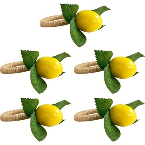 Lemon Napkin Rings Set,Lemon Vine Napkin Rings,Dinning Table Setting Napkin Holder for Home,Dining Table,Holiday Decor