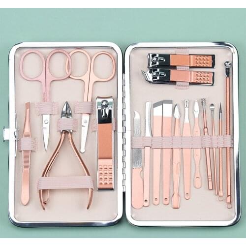 Newest Color 18 Tools Stainless Steel Manicure set Professional nail clipper Kit of Pedicure Paronychia Nippers Trimmer Cutters