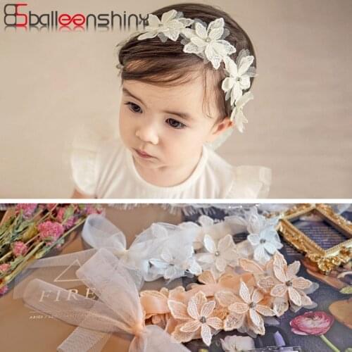 BalleenShiny 2020 New Baby Haiband Headband Lace Flower Bow Baby Dress Newborn Infant Hair Accessories Sweet Girl Princess