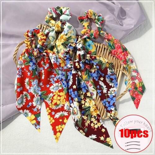 New Trendy Fashion Floral Cloth Fluttering Towel Hair Rope Womens Fashion Trend All-match Hair Accessories