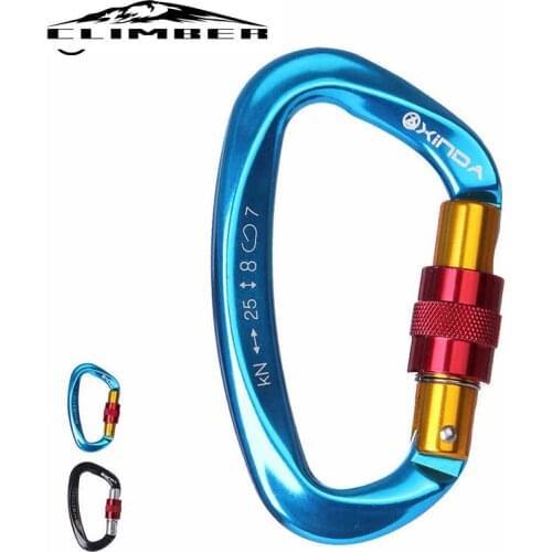 【New store 】 Professional Rock Climbing Carabiner 25KN D-Shape Screw Gates Lock Aluminum alloy Mountaineer Outdoor Equipment