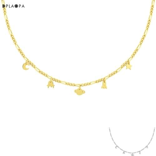 DPLAOPA 925 Sterling Silver Gold Plated silver Space Necklace Charm Long Chain Special Luxury Jewelry Wedding Crystal Jewels