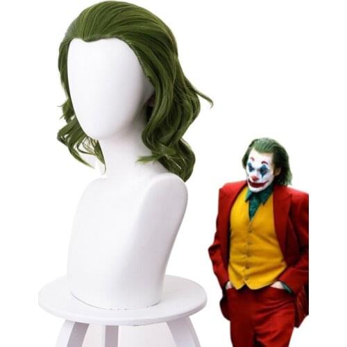 Joker Origin Movie Clown Joker Wig Cosplay Costume Joaquin Phoenix Arthur Fleck Curly Green Heat Resistant Synthetic Hair