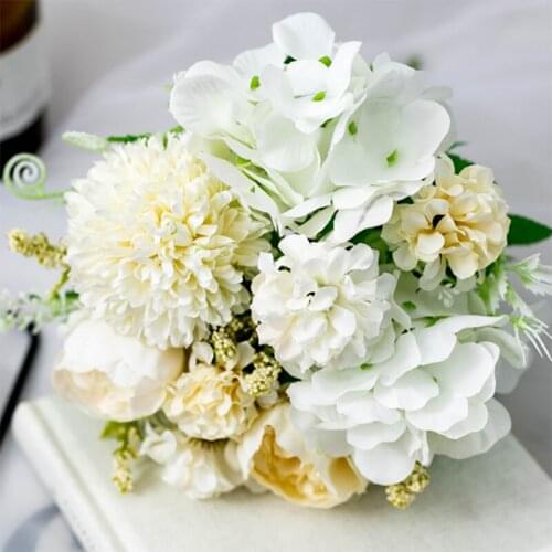 30cm Peony Silk Artificial Flowers Bouquet 1 Bunch 7 Branch Fake Flowers for Home Party Wedding Festival Decoration 5 Color