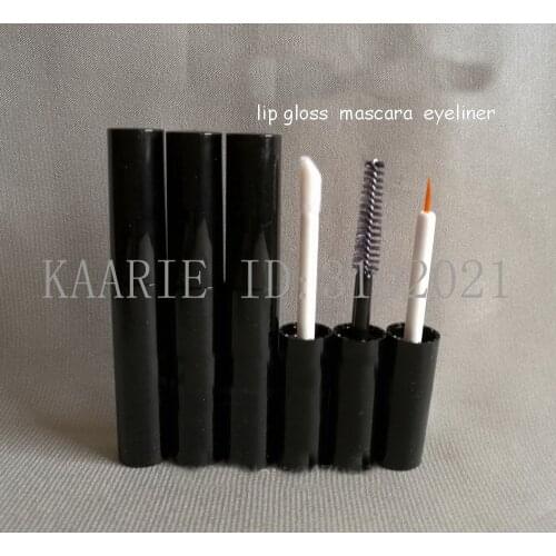 50pcs 4ML Plastic Black Empty Mascara Tube, DIY Classic Lip Gloss Tube,High-end Eyeliner Refillable Storage Bottle,Makeup Tool