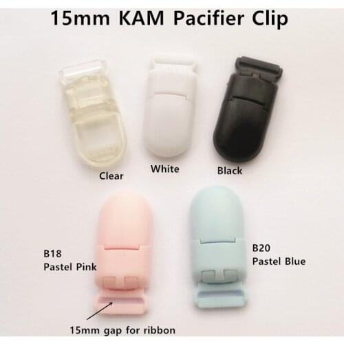 Chenkai 100Pcs KAM Plastic Baby Pacifier Dummy NUK MAM Chain Holder Adapter 15mm Clips DIY Soother Suspender Toy Clips