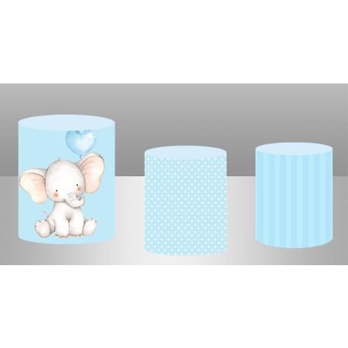 Custom Newborn Baby Shower Backdrop Banner Elephant Plinth Cover Cylinder