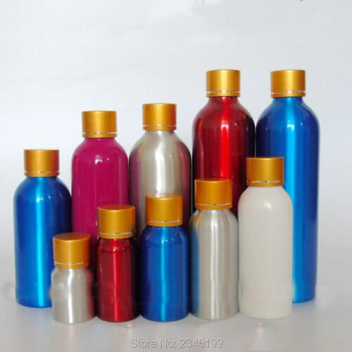 20ML 50pcs/lot Top Quality Empty Essential Oil Aluminum Bottle, Multi Cosmetic Refillable Bottles with Gold Cap, Sample Packing