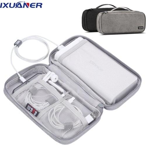 Multi-grid Earphone Case Storage Bag Organizer Polyester Data Cable Travel Storage Bags Power Bank Bag Laptop Power Supply Bag