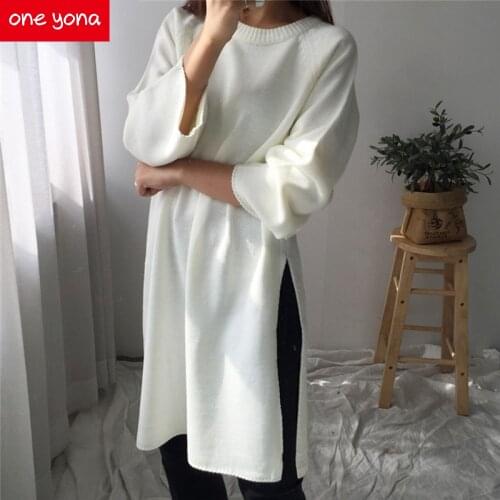 Spring and Autumn New Ladies Sweater Elegant Casual Oversized Knitted Long Pullover Top