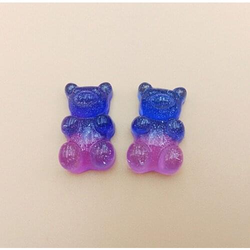 50Pcs Holographic Cute Bear Nail 3D Animal Charms Nail Acrylic Accessories 3D Resin Gems For Manicure Supplies Decoration