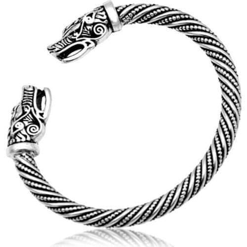 New Hand-opening Cuff Bracelets Vintage Mens Bracelets Jewelry Gift Festival Anniversary Dragon Head Cuff Bracelets