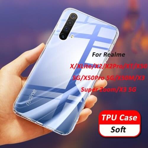 For OPPO Realme X3 X50 X2 Pro 5G X3 Super Zoom X Lite XT X50M Clear Soft TPU Case Ultra Thin Transparent Silicone Phone Case