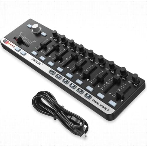 Worlde MIDI Keyboard Easy Control.9 Portable Mini USB 9 Slim-Line Control MIDI Controller Electronic Musical Instrument