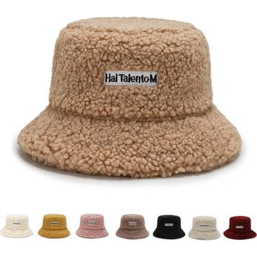 New Autumn and Winter Hats Lamb Hair Fashion Basin hat Men and Women All-match Teddy Cashmere Fisherman Hat