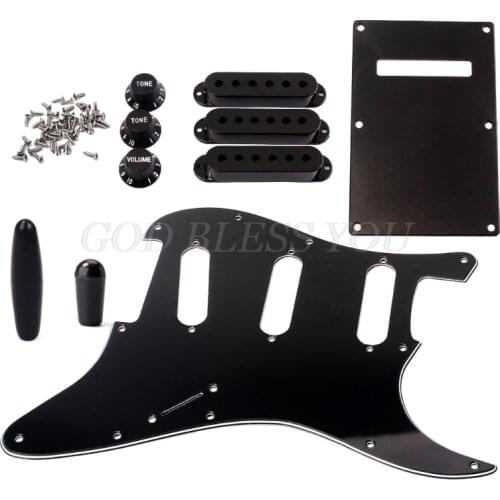 1 Set SSS Electric Guitar Pickguard Back Plate Pickup Cover Knobs Tips For St Sq Accessories Parts Drop Shipping