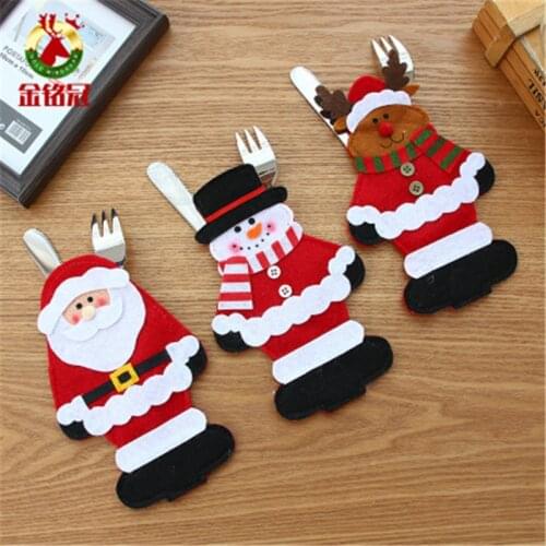 2020 Christmas Hat Cutlery Set Wine Bottle Decoration Ornaments Christmas Decoration for Home Adornos De Navidad New Years Gift