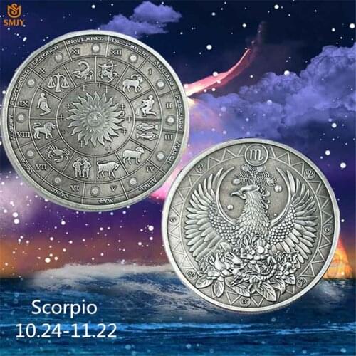 2019 Western Astrology 12 Constellation Coin Scorpio Antique Bronze Crafts Challenge Coin Collection Value