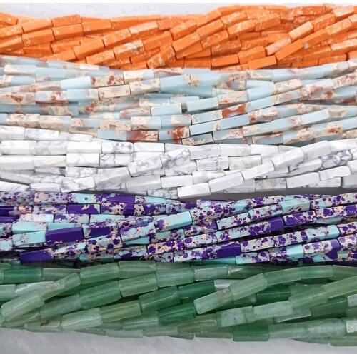 4x13mm Natural Crystal Tube Bead Bead Aventurine Square Column Loose Beads for Jewelry Making DIY Necklace Bracelet Accessories