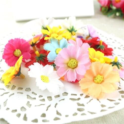 50Pcs Sunflower Wedding Decoration Artificial Flowers Head Craft Scrapbooking Gifts Wreath Fake Flowers For Garden Home Decor