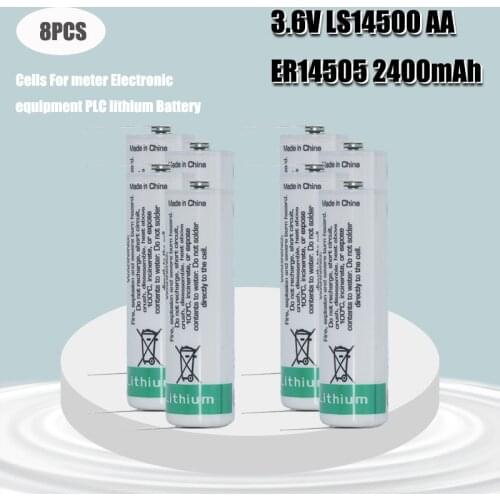 8pcs/lot New Original SAFT LS14500 AA 3.6V 2600MAH Thionyl Chloride Industrial lithium battery plc batteries With Three Tabs