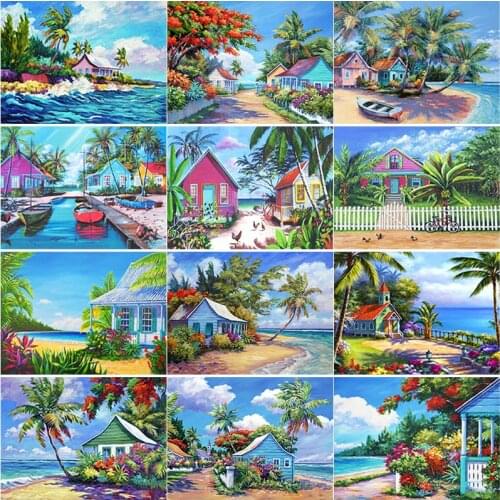 5D DIY Diamond Painting Sea View Room Diamond Embroidery Scenery Cross Stitch Full Square Round Drill Home Decor Manual Art Gift