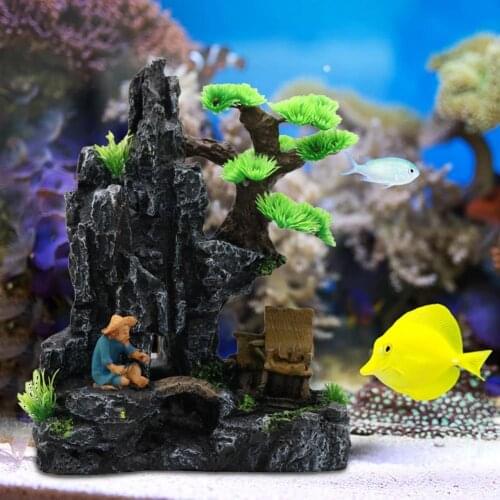 Safe Practical Aquarium Artificial Mountain Decoration Eco-friendly Mountain Decoration Realistic Fish Supplies