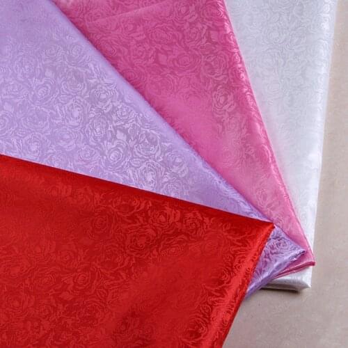 CF441 5meters 150cm Width Red Rose Wedding Decoration Jacquard Brocade Fabric Chinese Festival Wedding Dress Qipao DIY Materials