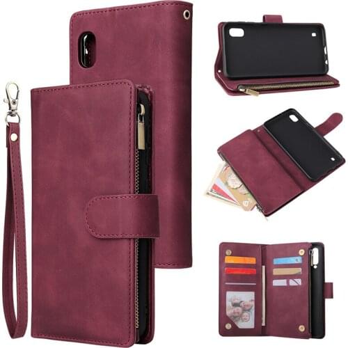 For Samsung Galaxy A10 A20 A30 A40 A50 A70 A20E Case Zipper Wallet Leather Case Card Slot Flip Stand Cover Mobile Phone Bag