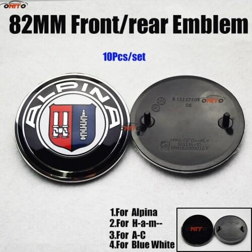Car Emblem 10PCS ABS black Front hood Rear Trunk Badge Covedrs ABS 82mm For Alpina for E90 F10 F30 F15 E63 E64 E65 E86 E89 E85