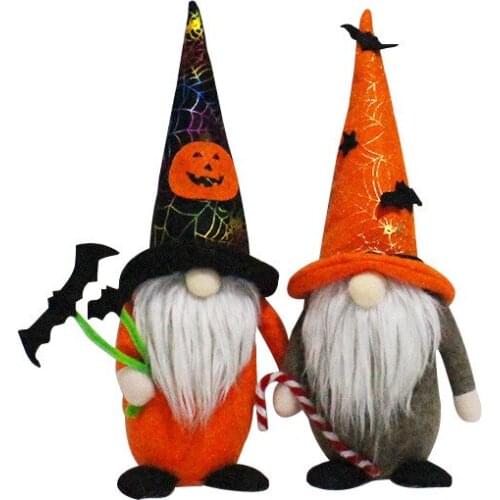 Halloween Gnomes Plush Doll Witch Light ,Handmade Background Ornaments, For Halloween Holiday Party Decorations